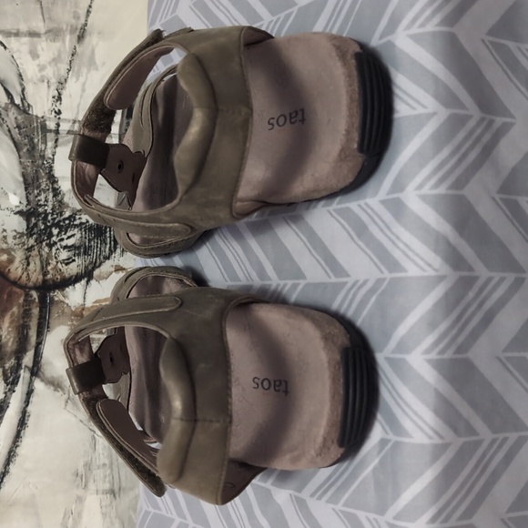 Taos Treasure Sandals Women's 7 Olive Leather Slingback Adjustable Comfort Flat - Picture 5 of 8